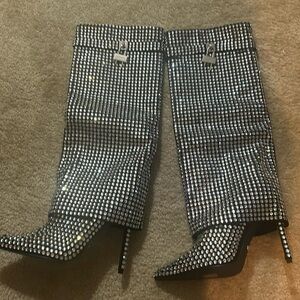 Hemlock Crystal Rhinestone Foldover Tall Boots